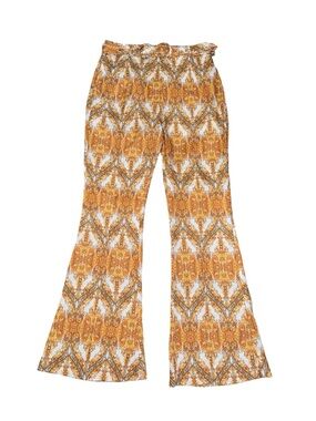 L'ATISTE Mustard & White Paisley Pant's retro flared 70's inspired festival